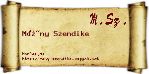 Mány Szendike névjegykártya
